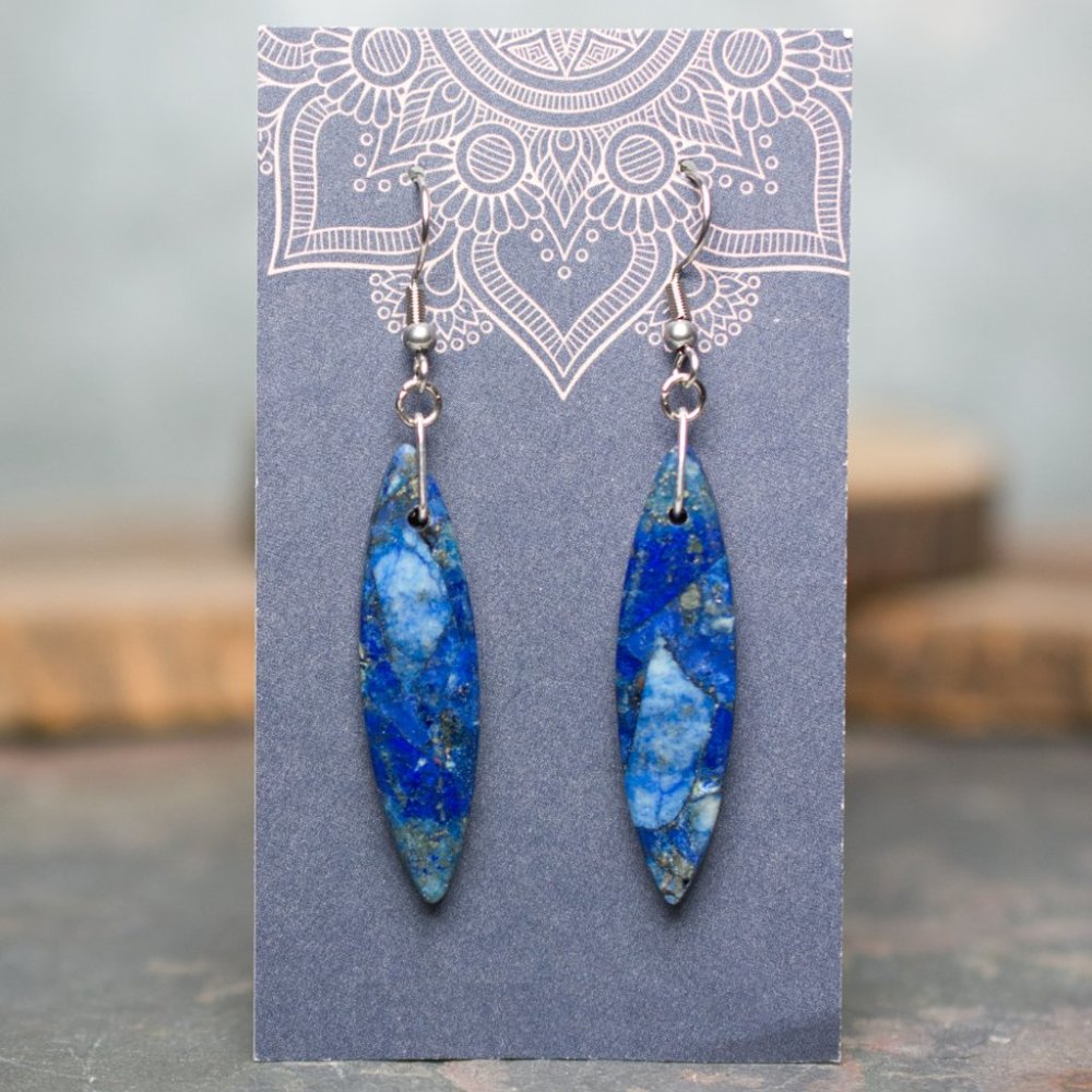 Lapis Lazuli Oval Dangle Earrings – A